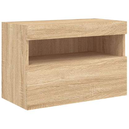 TV Wall Cabinet with LED Lights Sonoma Oak 60x30x40 cm