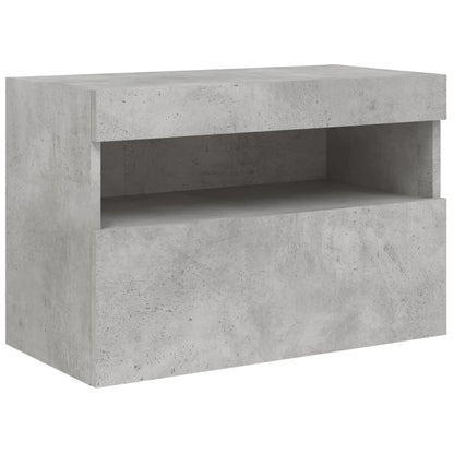 TV Wall Cabinet with LED Lights Concrete Grey 60x30x40 cm