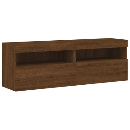 TV Wall Cabinets with LED Lights 2 pcs Brown Oak 60x30x40 cm