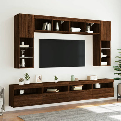 TV Wall Cabinets with LED Lights 2 pcs Brown Oak 60x30x40 cm