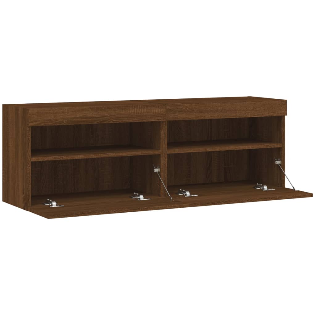 TV Wall Cabinets with LED Lights 2 pcs Brown Oak 60x30x40 cm