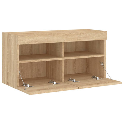 TV Wall Cabinet with LED Lights Sonoma Oak 80x30x40 cm