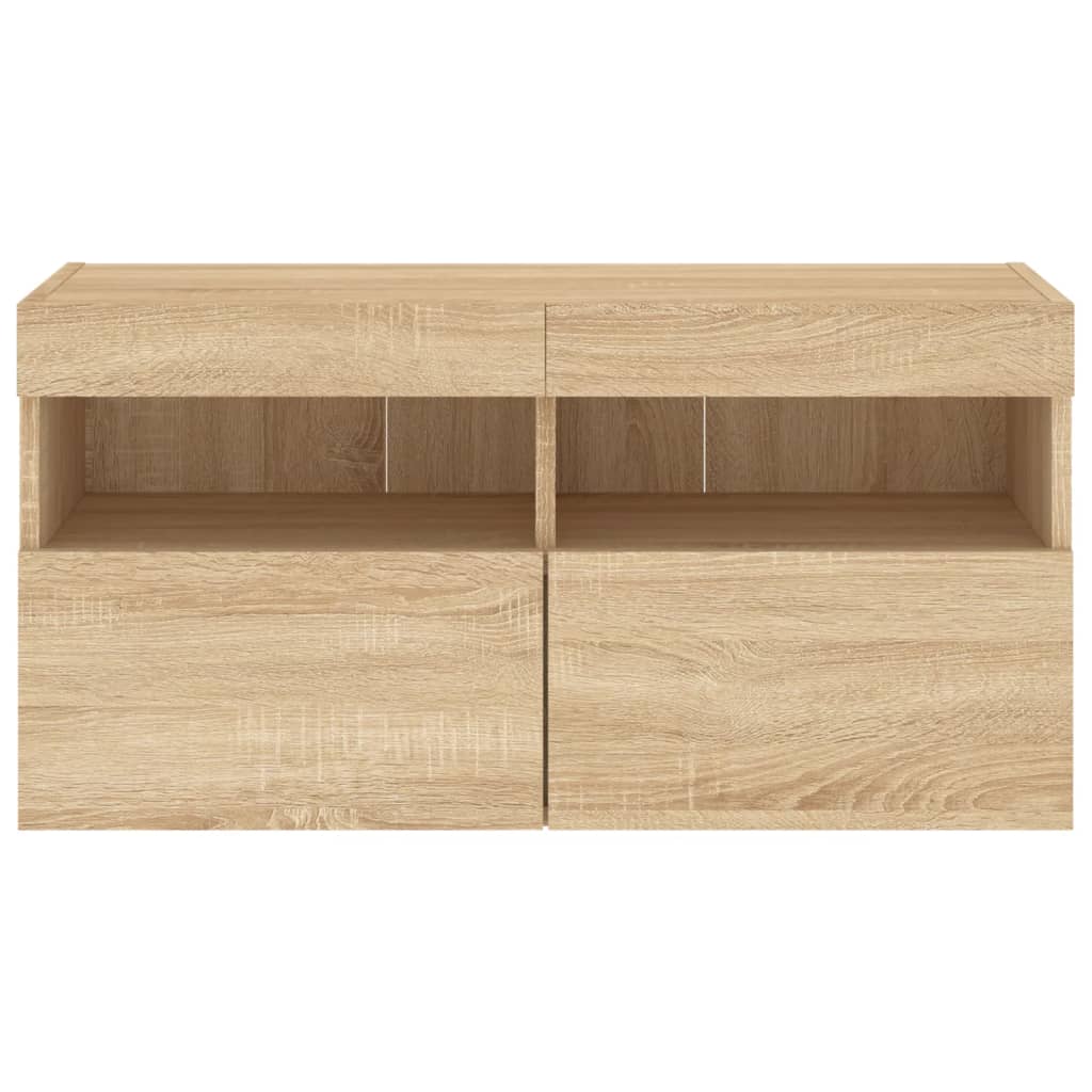 TV Wall Cabinet with LED Lights Sonoma Oak 80x30x40 cm