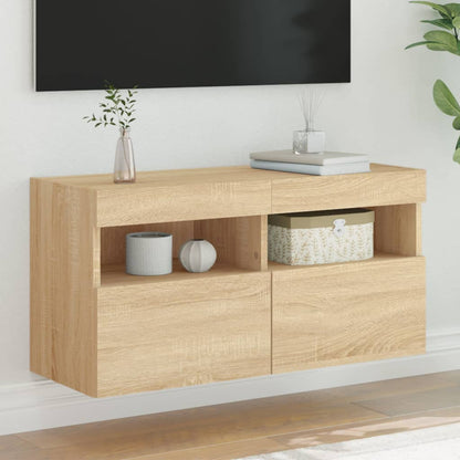 TV Wall Cabinet with LED Lights Sonoma Oak 80x30x40 cm