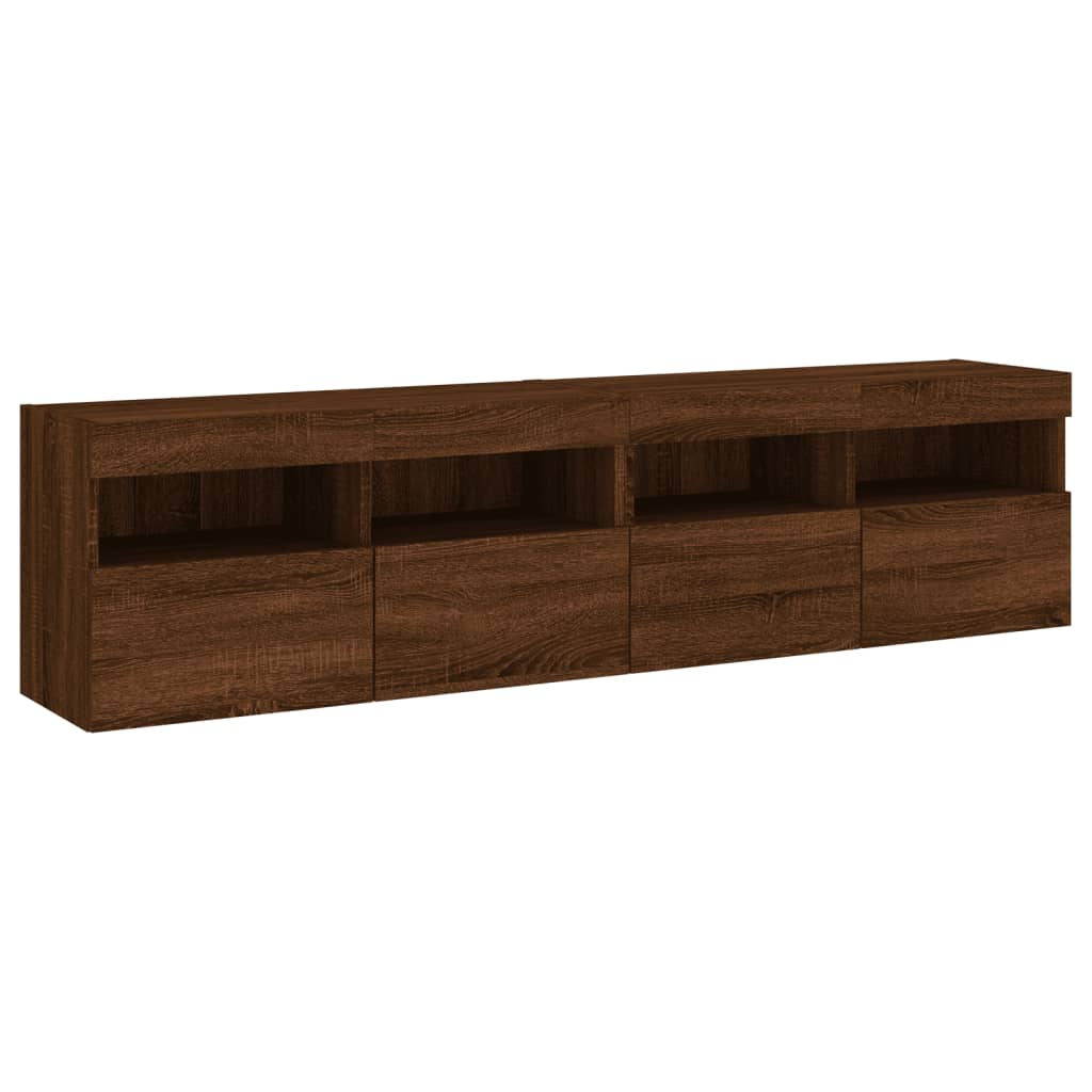 TV Wall Cabinets with LED Lights 2 pcs Brown Oak 80x30x40 cm