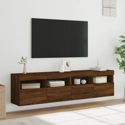 TV Wall Cabinets with LED Lights 2 pcs Brown Oak 80x30x40 cm