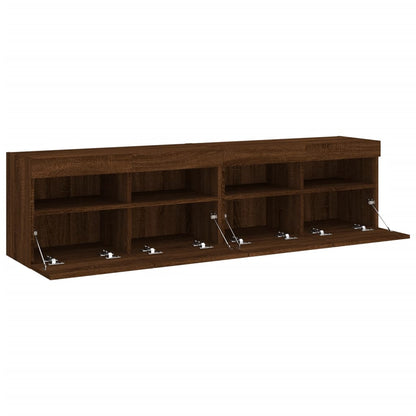 TV Wall Cabinets with LED Lights 2 pcs Brown Oak 80x30x40 cm