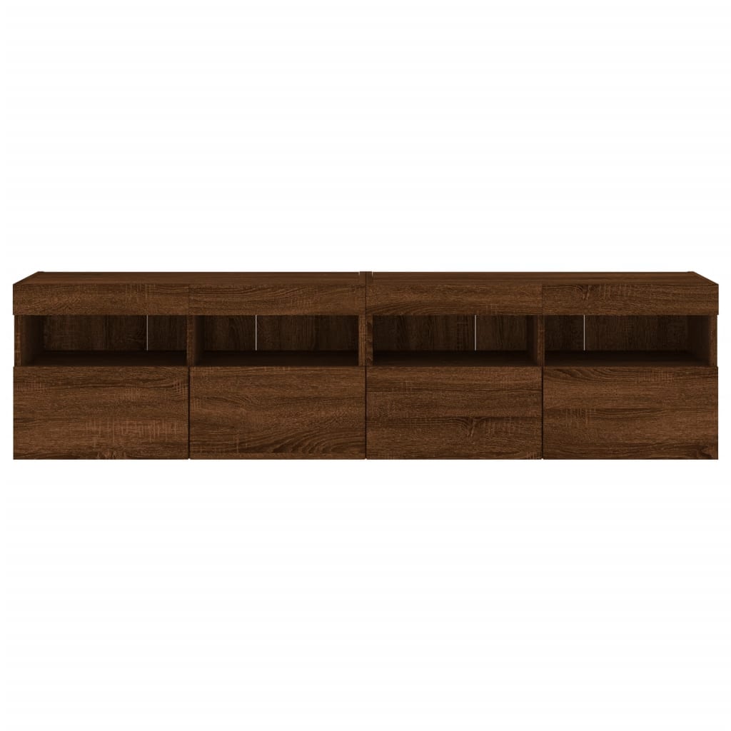 TV Wall Cabinets with LED Lights 2 pcs Brown Oak 80x30x40 cm