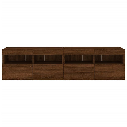 TV Wall Cabinets with LED Lights 2 pcs Brown Oak 80x30x40 cm