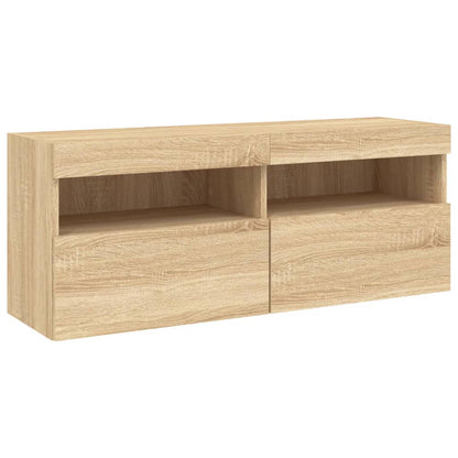 TV Wall Cabinet with LED Lights Sonoma Oak 100x30x40 cm