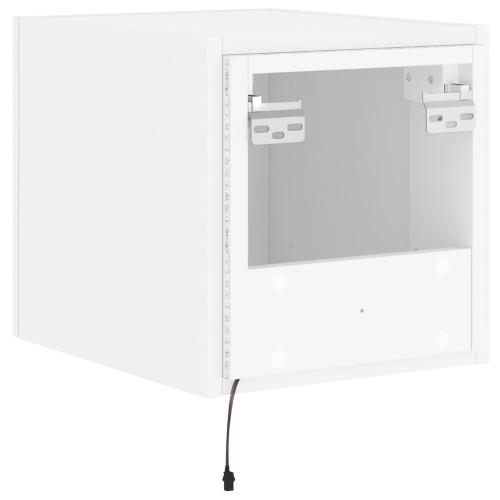 TV Wall Cabinet with LED Lights White 30.5x35x30 cm