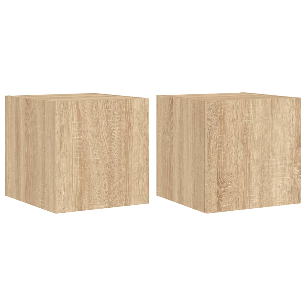 TV Wall Cabinets with LED Lights 2 pcs Sonoma Oak 30.5x35x30 cm