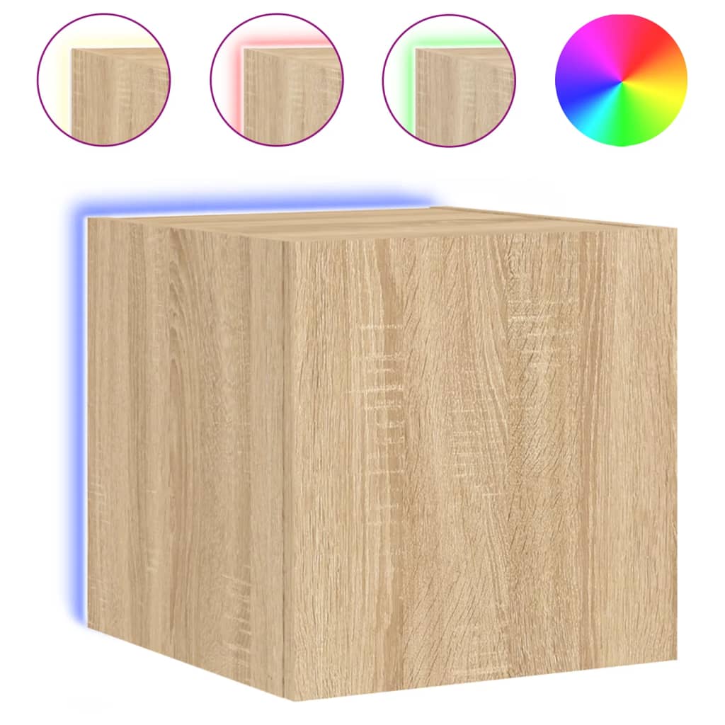 TV Wall Cabinets with LED Lights 2 pcs Sonoma Oak 30.5x35x30 cm