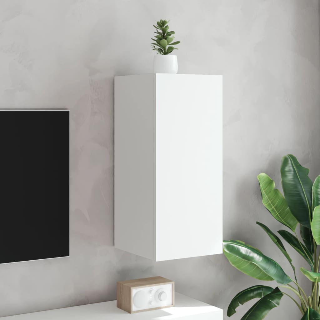 TV Wall Cabinet with LED Lights White 30.5x35x70 cm