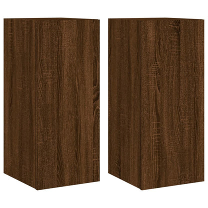 TV Wall Cabinets with LED Lights 2 pcs Brown Oak 30.5x35x70 cm