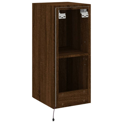 TV Wall Cabinets with LED Lights 2 pcs Brown Oak 30.5x35x70 cm