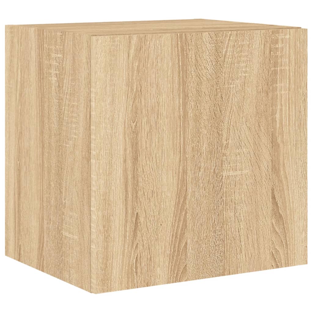 TV Wall Cabinet with LED Lights Sonoma Oak 40.5x35x40 cm