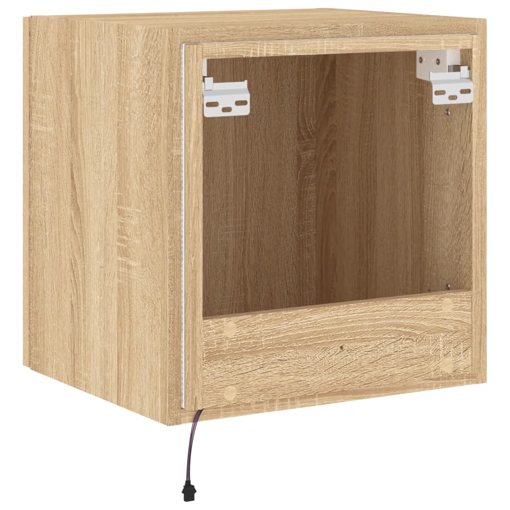 TV Wall Cabinet with LED Lights Sonoma Oak 40.5x35x40 cm