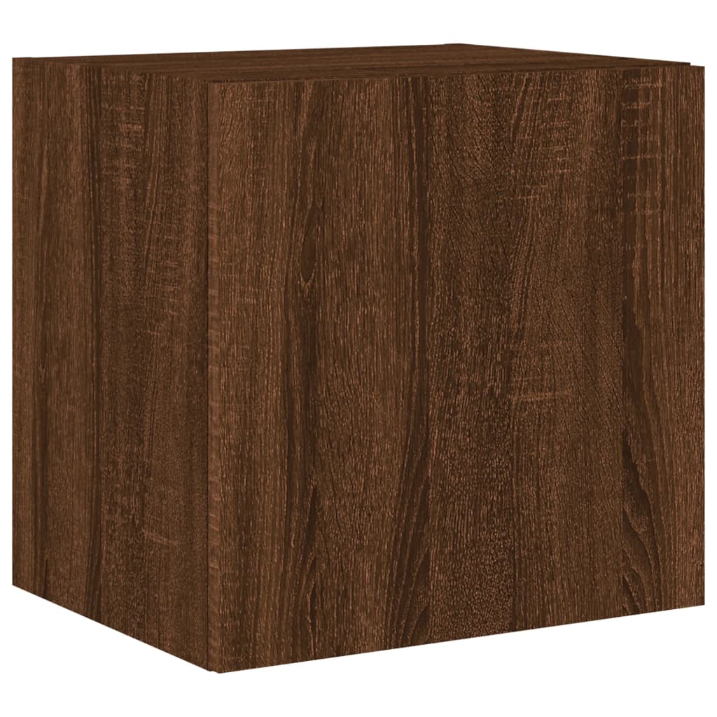 TV Wall Cabinet with LED Lights Brown Oak 40.5x35x40 cm