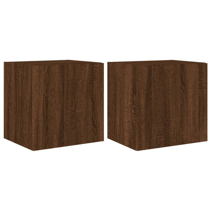 TV Wall Cabinets with LED Lights 2 pcs Brown Oak 40.5x35x40 cm