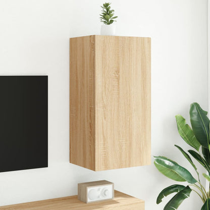 TV Wall Cabinet with LED Lights Sonoma Oak 40.5x35x80 cm