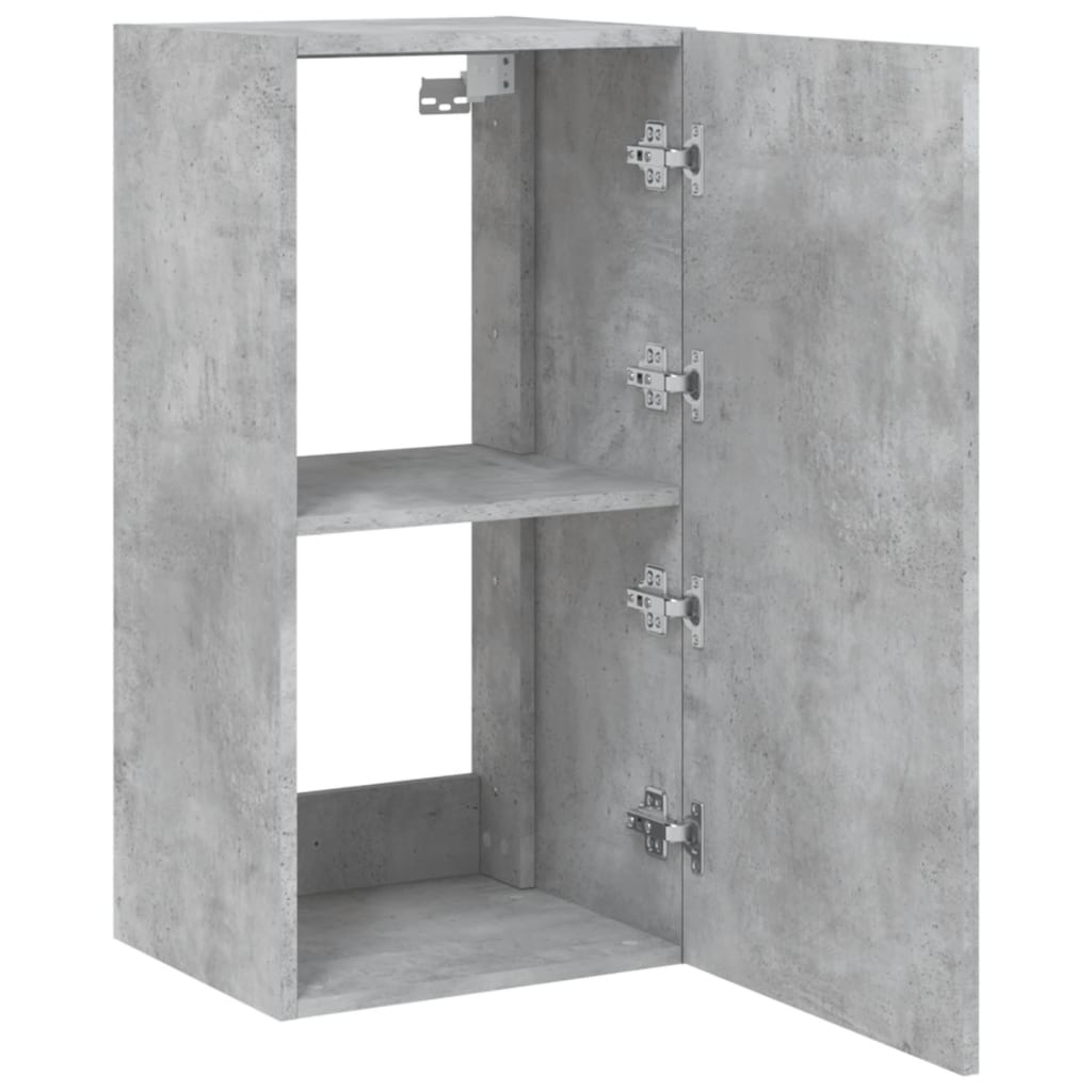 TV Wall Cabinet with LED Lights Concrete Grey 40.5x35x80 cm