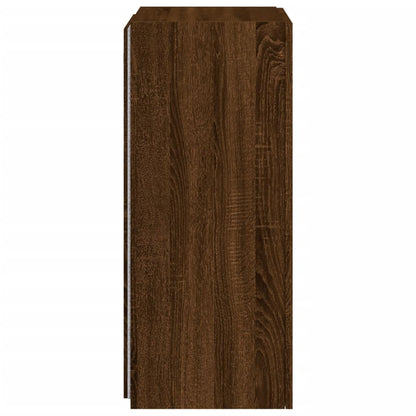 TV Wall Cabinet with LED Lights Brown Oak 40.5x35x80 cm