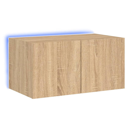 TV Wall Cabinet with LED Lights Sonoma Oak 60x35x31 cm