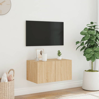 TV Wall Cabinet with LED Lights Sonoma Oak 60x35x31 cm