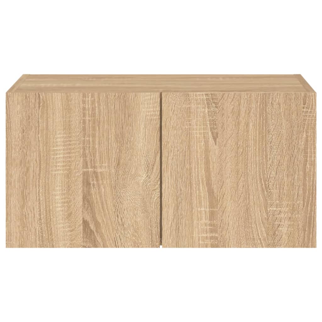 TV Wall Cabinet with LED Lights Sonoma Oak 60x35x31 cm