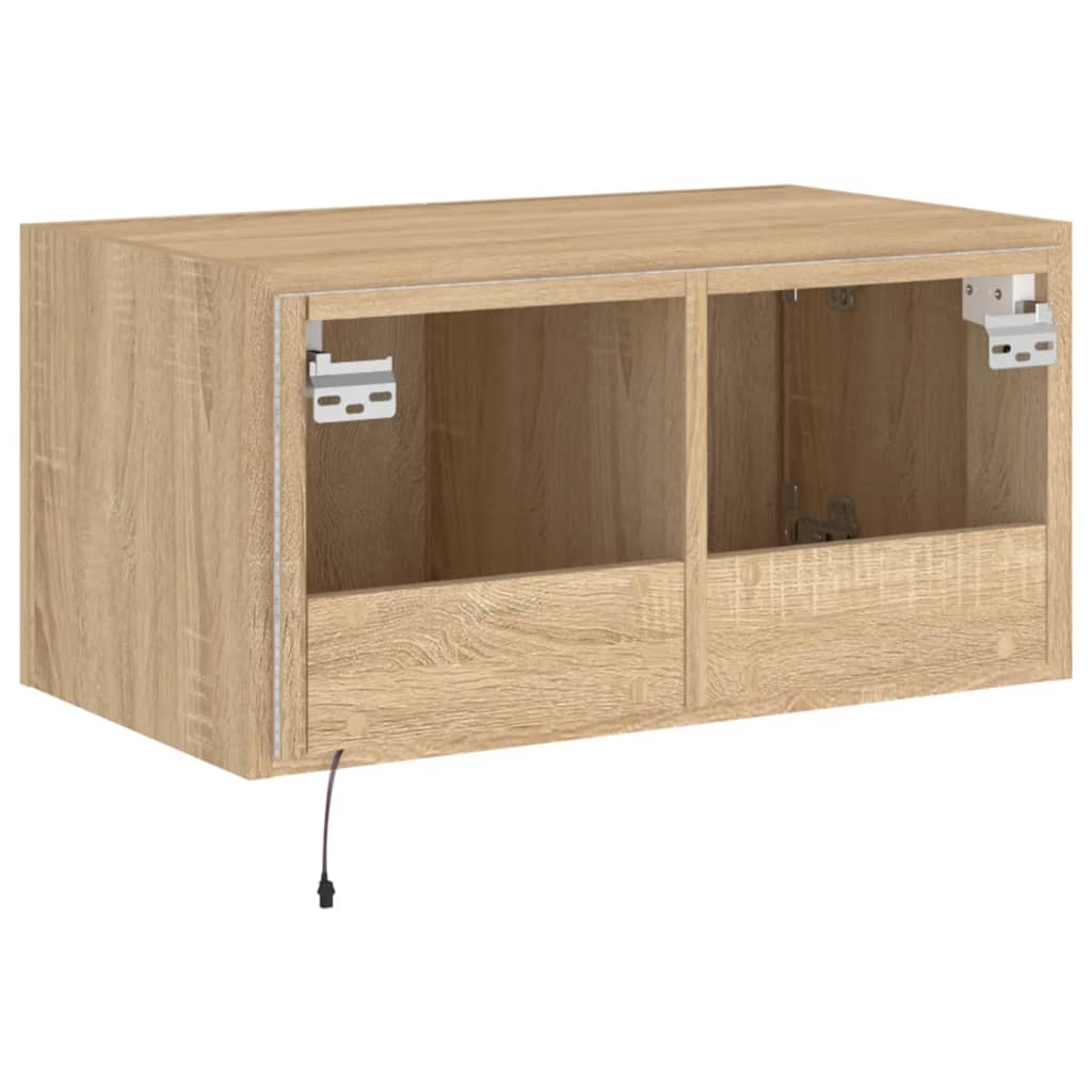 TV Wall Cabinet with LED Lights Sonoma Oak 60x35x31 cm