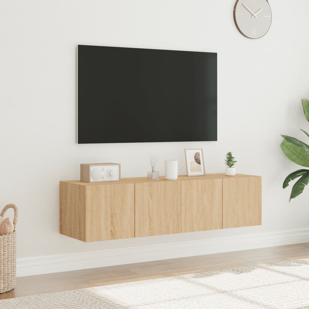 TV Wall Cabinets with LED Lights 2 pcs Sonoma Oak 60x35x31 cm