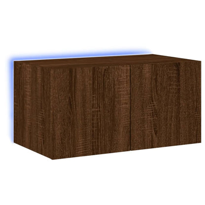 TV Wall Cabinet with LED Lights Brown Oak 60x35x31 cm