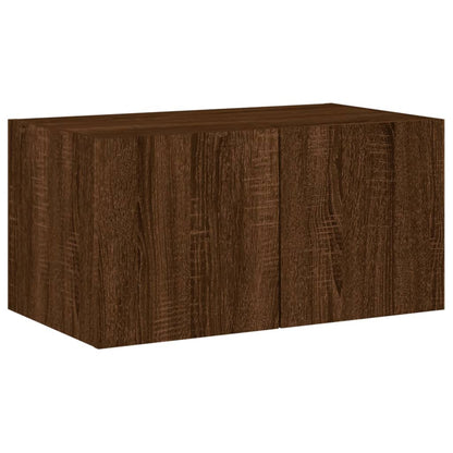 TV Wall Cabinet with LED Lights Brown Oak 60x35x31 cm