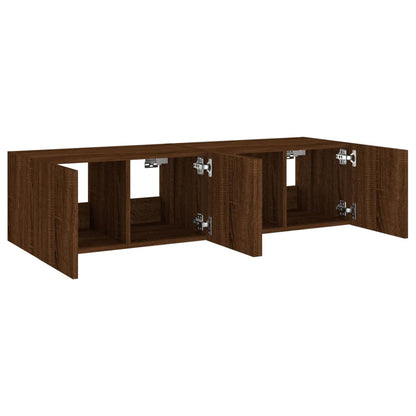 TV Wall Cabinets with LED Lights 2 pcs Brown Oak 60x35x31 cm