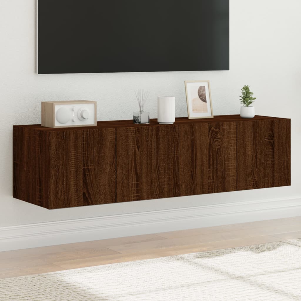 TV Wall Cabinets with LED Lights 2 pcs Brown Oak 60x35x31 cm