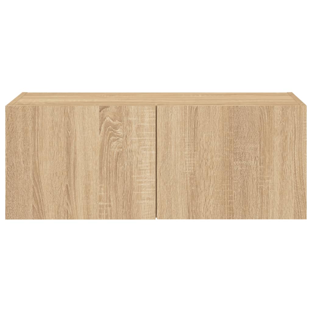 TV Wall Cabinet with LED Lights Sonoma Oak 80x35x31 cm