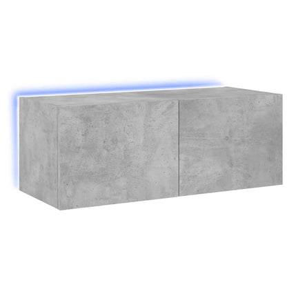 TV Wall Cabinet with LED Lights Concrete Grey 80x35x31 cm