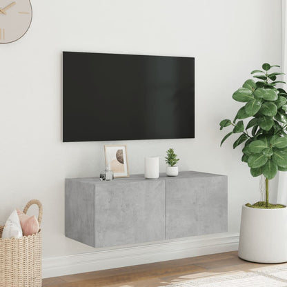 TV Wall Cabinet with LED Lights Concrete Grey 80x35x31 cm