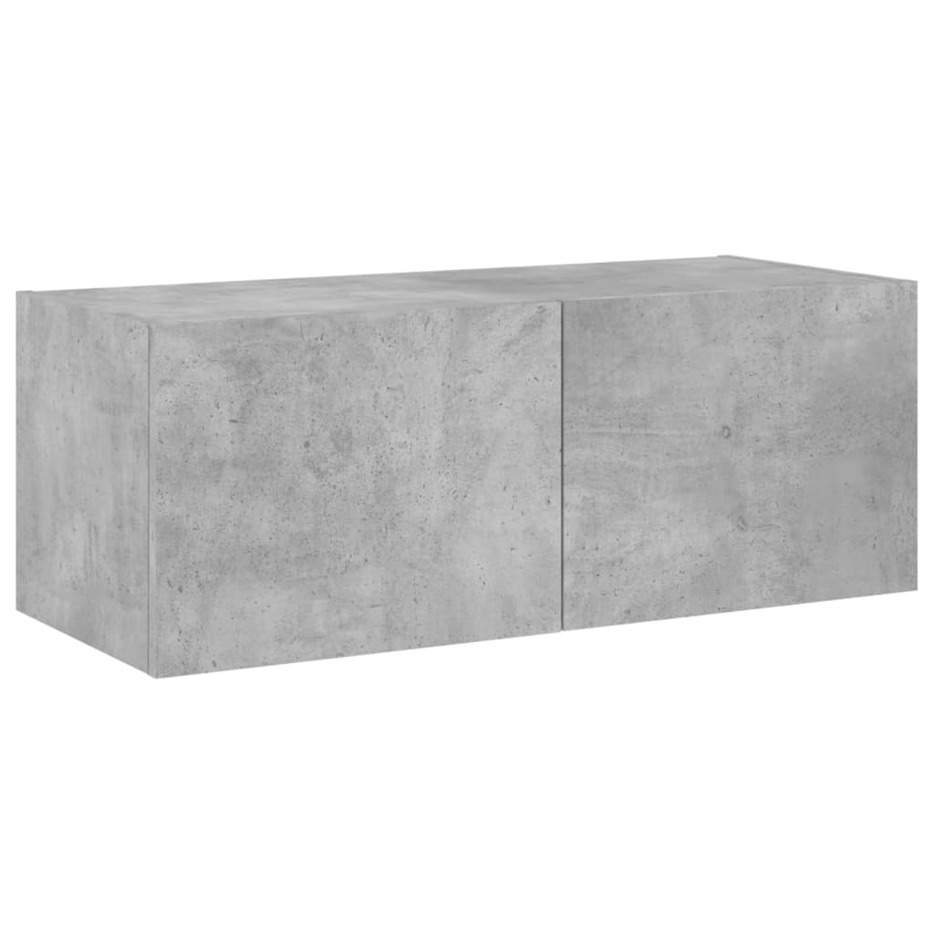 TV Wall Cabinet with LED Lights Concrete Grey 80x35x31 cm