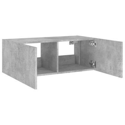 TV Wall Cabinet with LED Lights Concrete Grey 80x35x31 cm