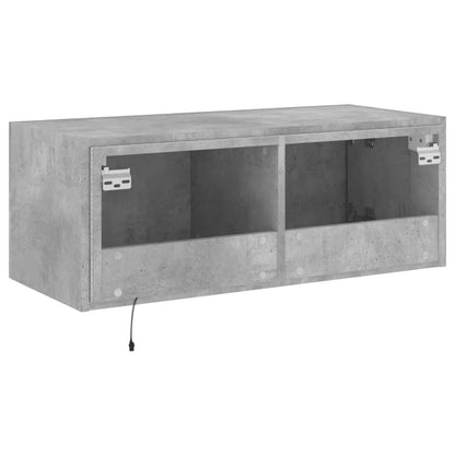 TV Wall Cabinet with LED Lights Concrete Grey 80x35x31 cm