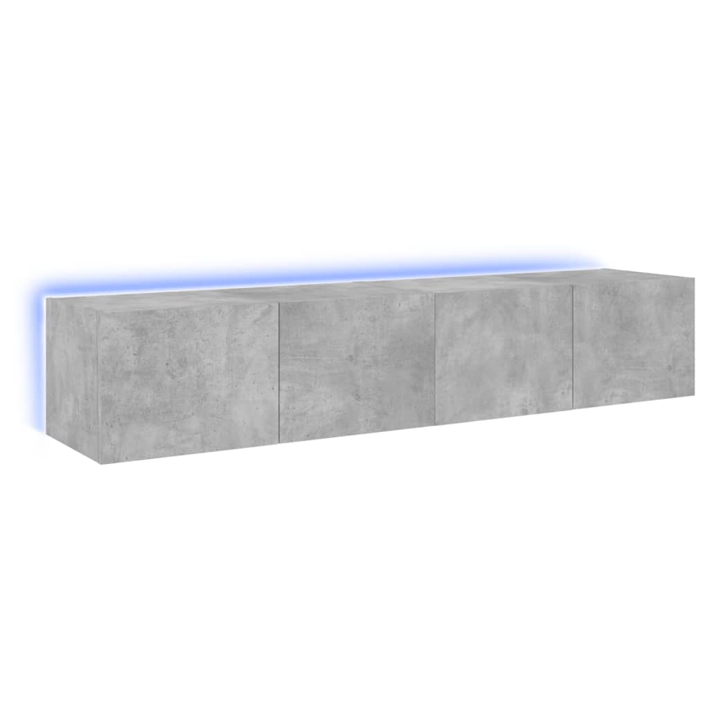 TV Wall Cabinets with LED Lights 2 pcs Concrete Grey 80x35x31 cm