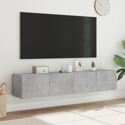 TV Wall Cabinets with LED Lights 2 pcs Concrete Grey 80x35x31 cm