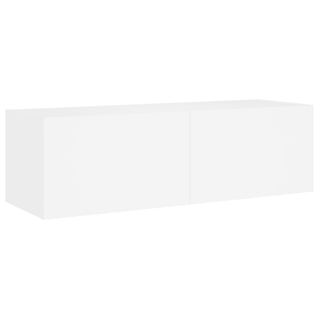 TV Wall Cabinet with LED Lights White 100x35x31 cm