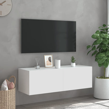 TV Wall Cabinet with LED Lights White 100x35x31 cm