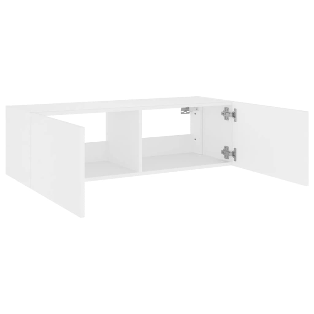 TV Wall Cabinet with LED Lights White 100x35x31 cm