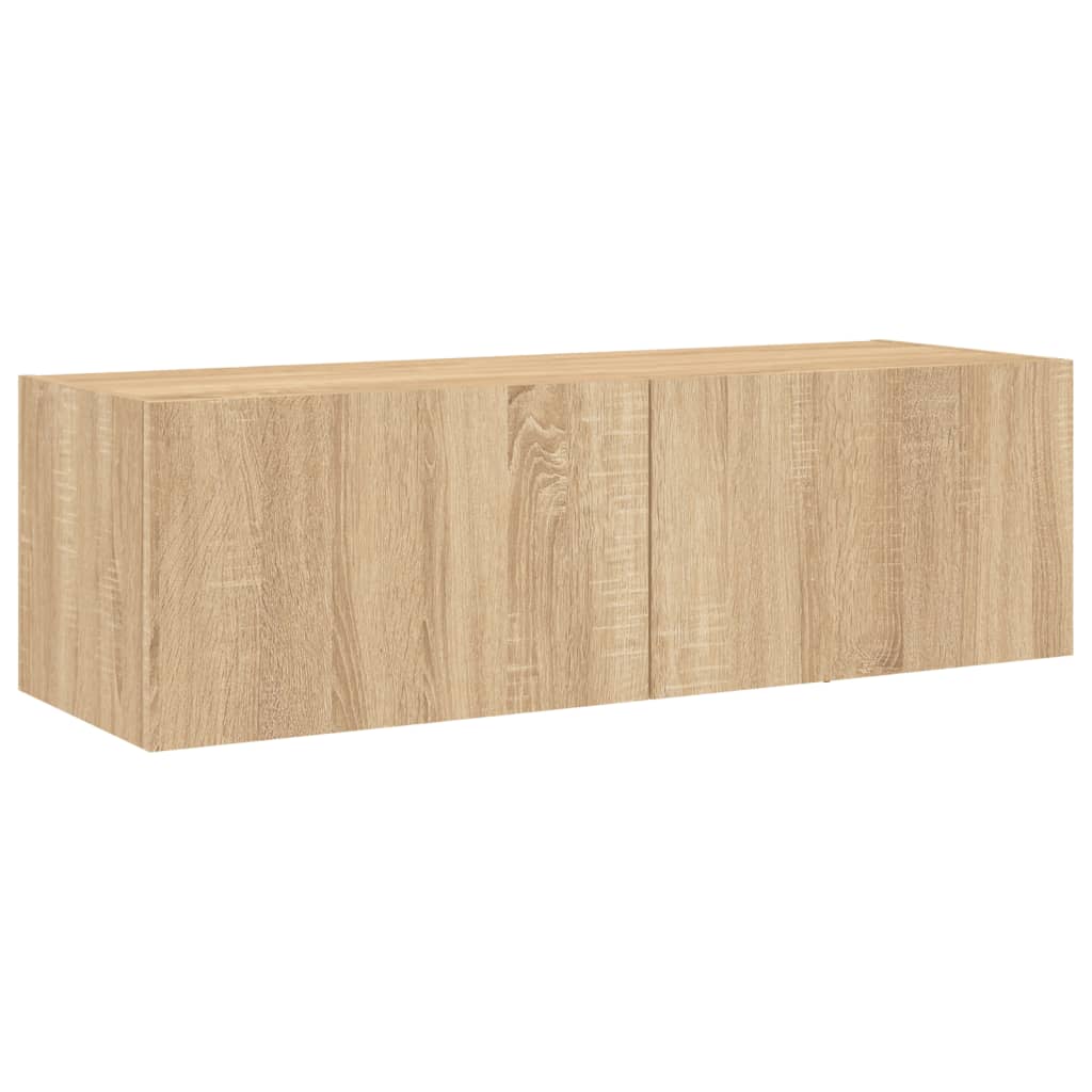 TV Wall Cabinet with LED Lights Sonoma Oak 100x35x31 cm