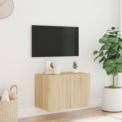 TV Wall Cabinet with LED Lights Sonoma Oak 60x35x41 cm