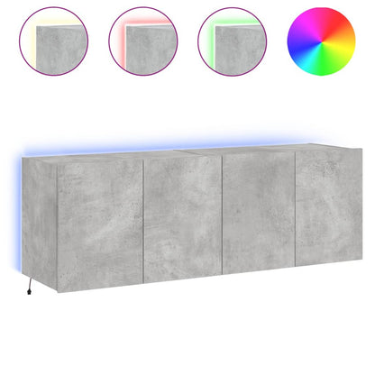 TV Wall Cabinets with LED Lights 2 pcs Concrete Grey 60x35x41 cm